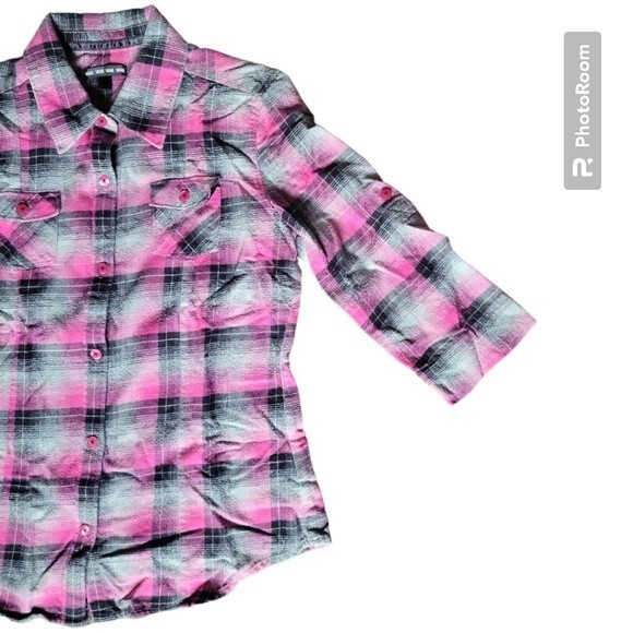 VANS Pink Plaid Button Down Shirt - M - Picture 4 of 10